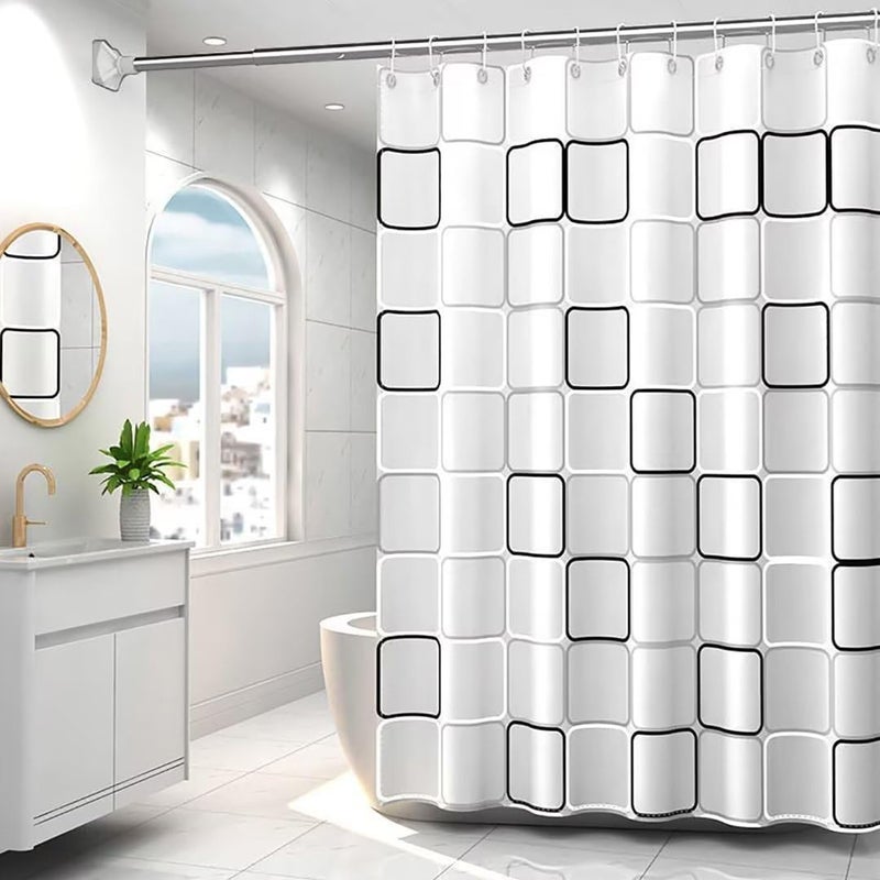 TIKABC Shower Curtain Liner, 4G PEVA Square Shower Liner, Plastic Waterproof Shower Curtains, 72x72 inch with Grommet Holes 3 Magnetic Weights - Image 1